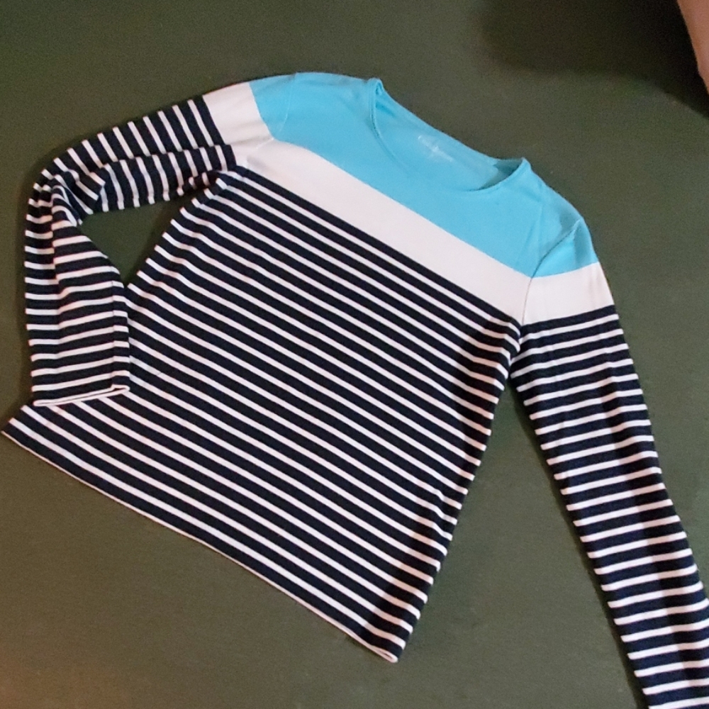 2/$10 Croft & Barrow Blue Striped Top